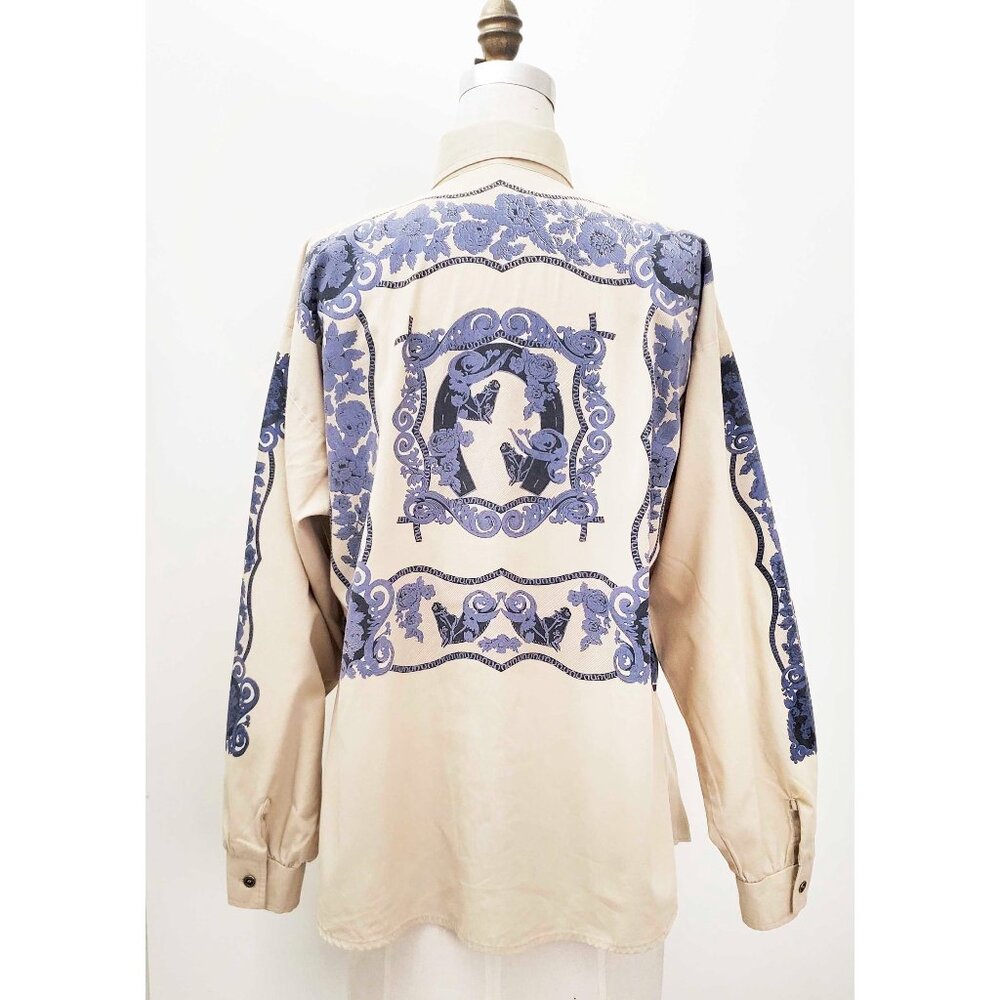 Vintage 80s Roper Women's Western Horse Floral Cowgirl Button Down Shirt Tan  M - Picture 9 of 13